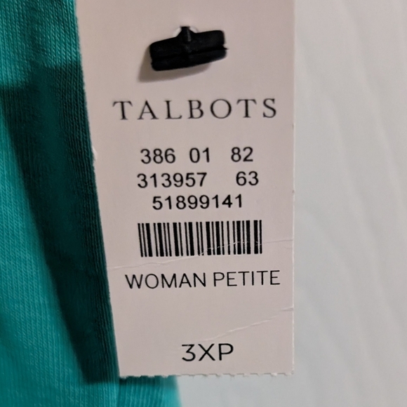 New Talbots Womens Top Tee Green Short Sleeve Plus Size 3XP Petite NWT Flaw Hole - Picture 4 of 4